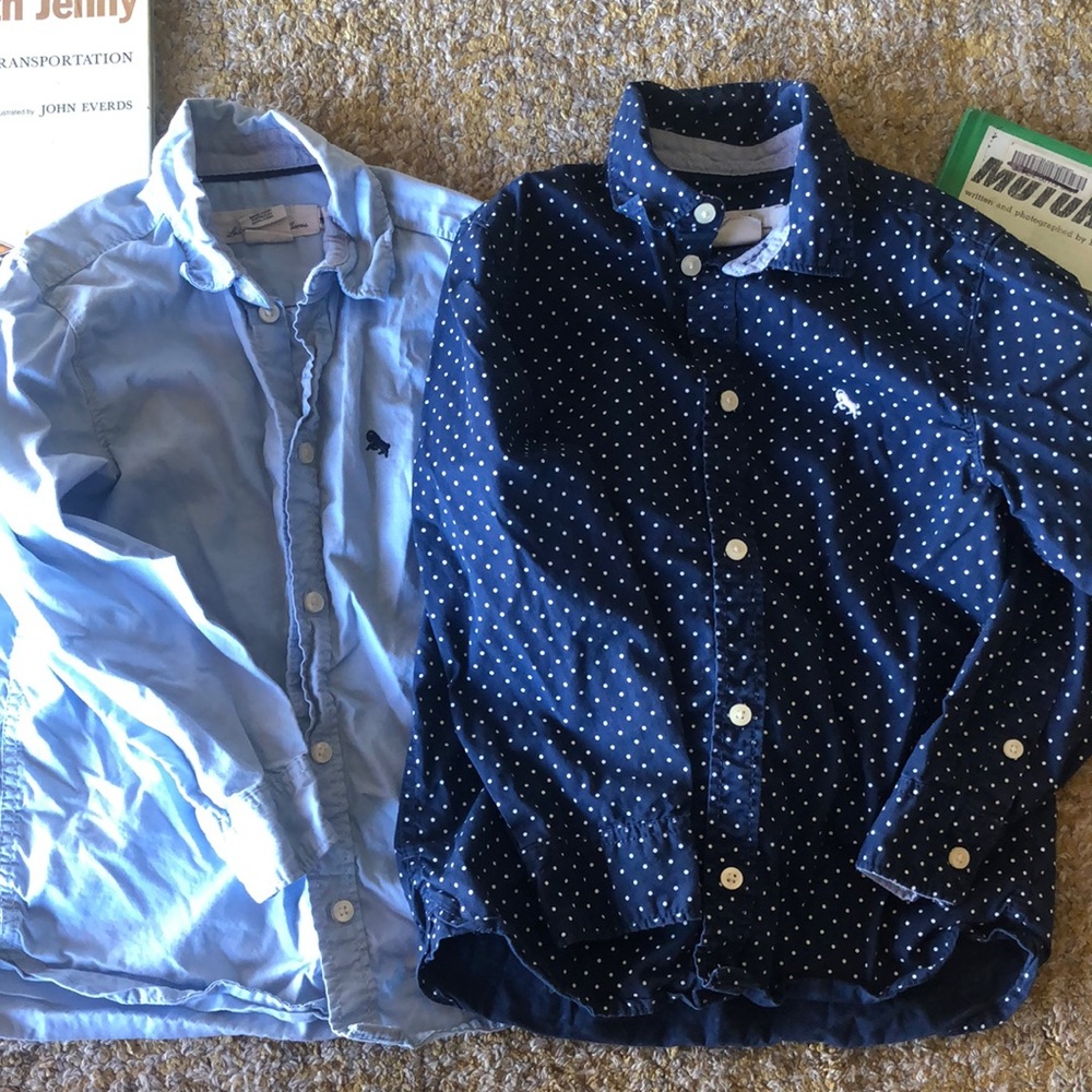H&M L.O.G.G. Label of Graded Goods kids button down dress shirts bundle blue dot